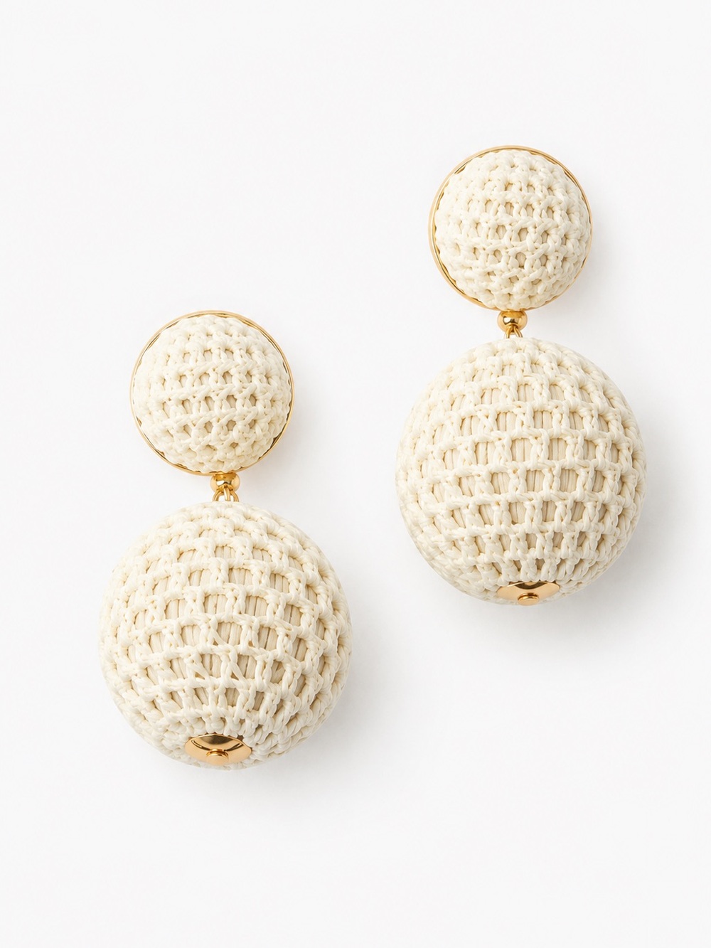 Tuckernuck Jewelry Cream Netting Lantern Earrings Thread Drop NIB